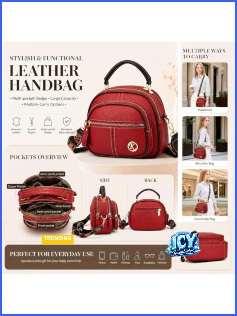 Vintage Crossbody Bag Leather Saddle Purse for Women Small Tote Adjustable